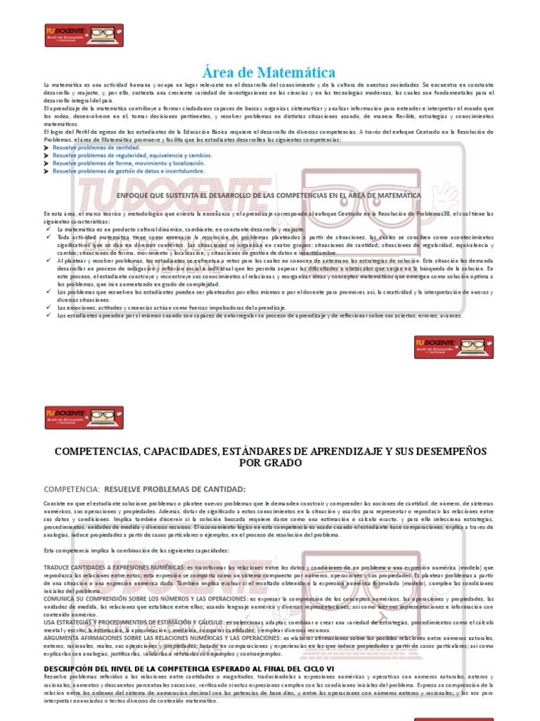 Competencias en Matemática y Resolución de Problemas | PDF | Números ...