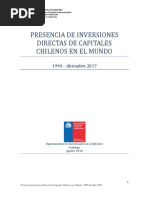 Presencia de inversiones directas de capitales chilenos en el mundo. 1990-Dic2017