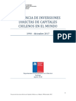 Presencia de Inversiones Directas de Capitales Chilenos en El Mundo. 1990-Dic2017