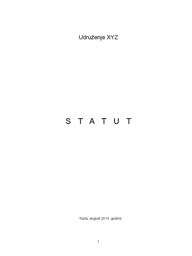 Statut Udruzenja Primjer | PDF