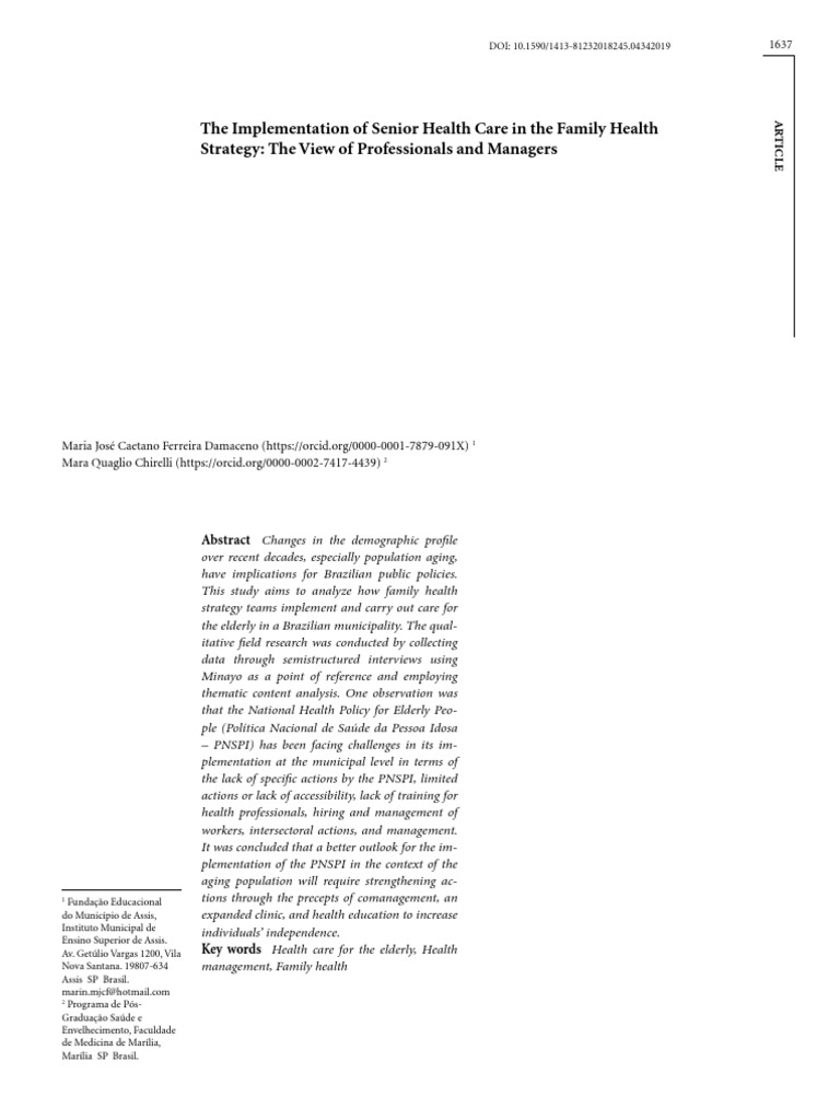 Implementing Elderly Care in Brazil | PDF | Ageing | Health Care