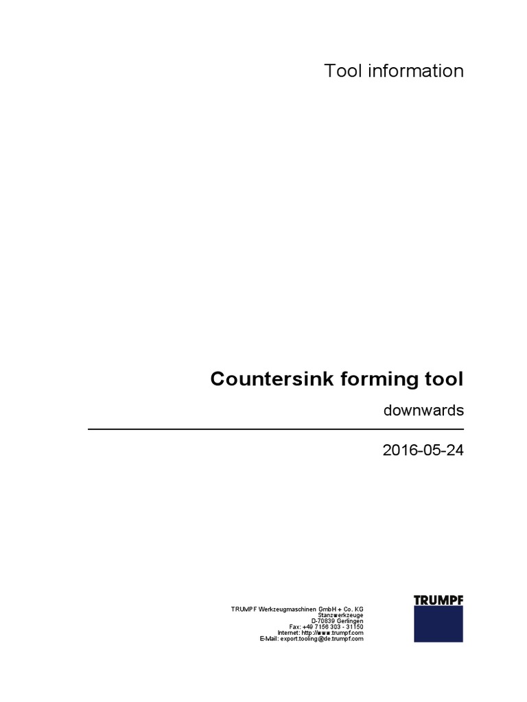 Countersink Forming Tool Downward WZ22en