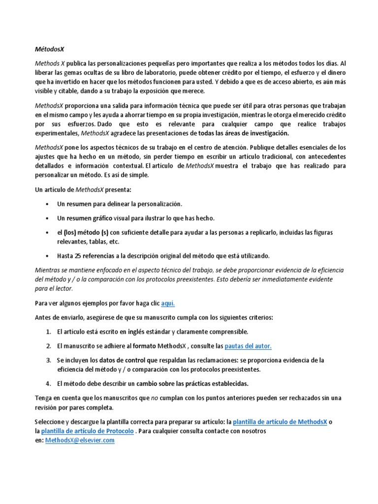 Guía para publicar en MethodsX | PDF | Publicación | Creative Commons