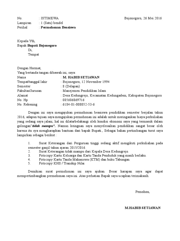 Proposal Pengajuan Beasiswa | PDF