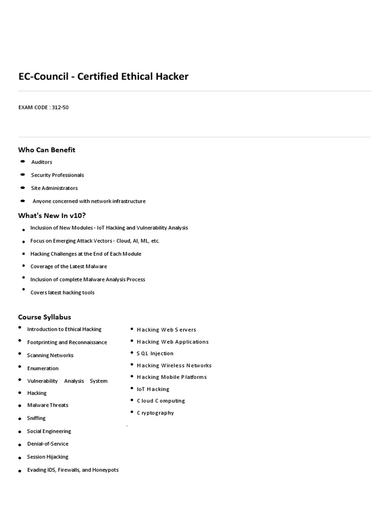 CEH v10: Ethical Hacking Overview | PDF