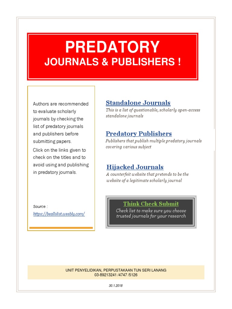 Predatory Journals & Publishers Guide | PDF | Publishing | Inquiry