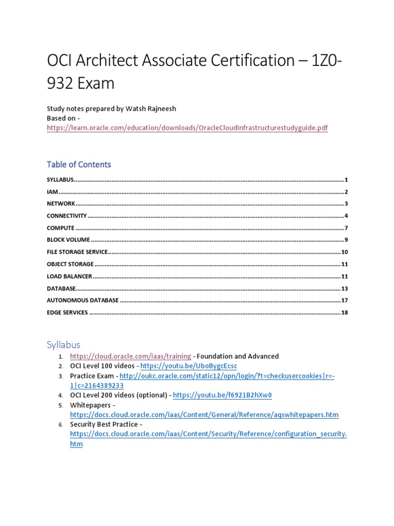 Oci Architect Associate Study Notes PDF Ip Address Domain Name System