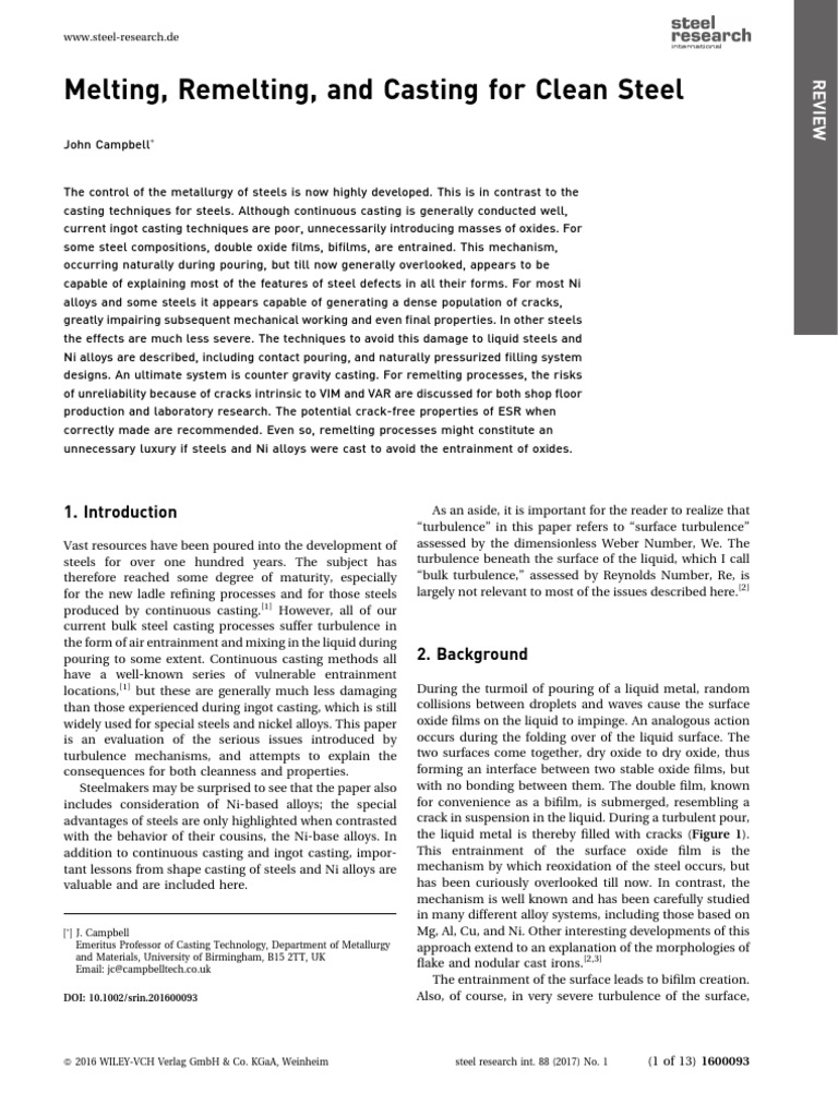 Clean Steel Making | PDF | Foundry | Casting (Metalworking)