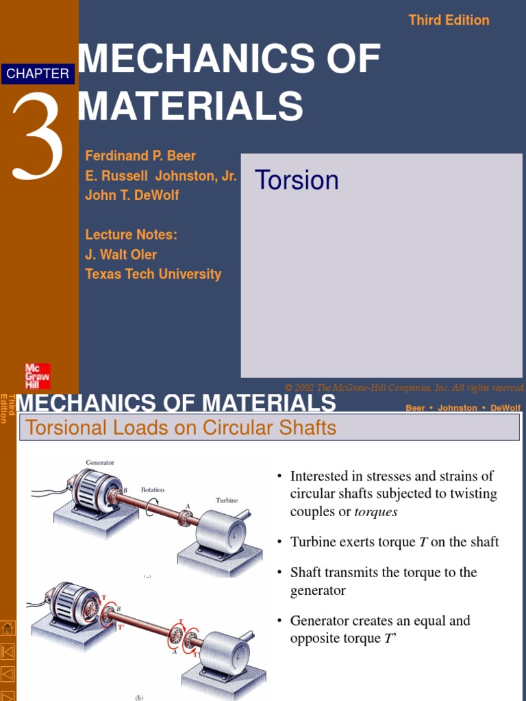 Mechanics of Materials: Torsion | PDF | Stress (Mechanics) | Strength ...