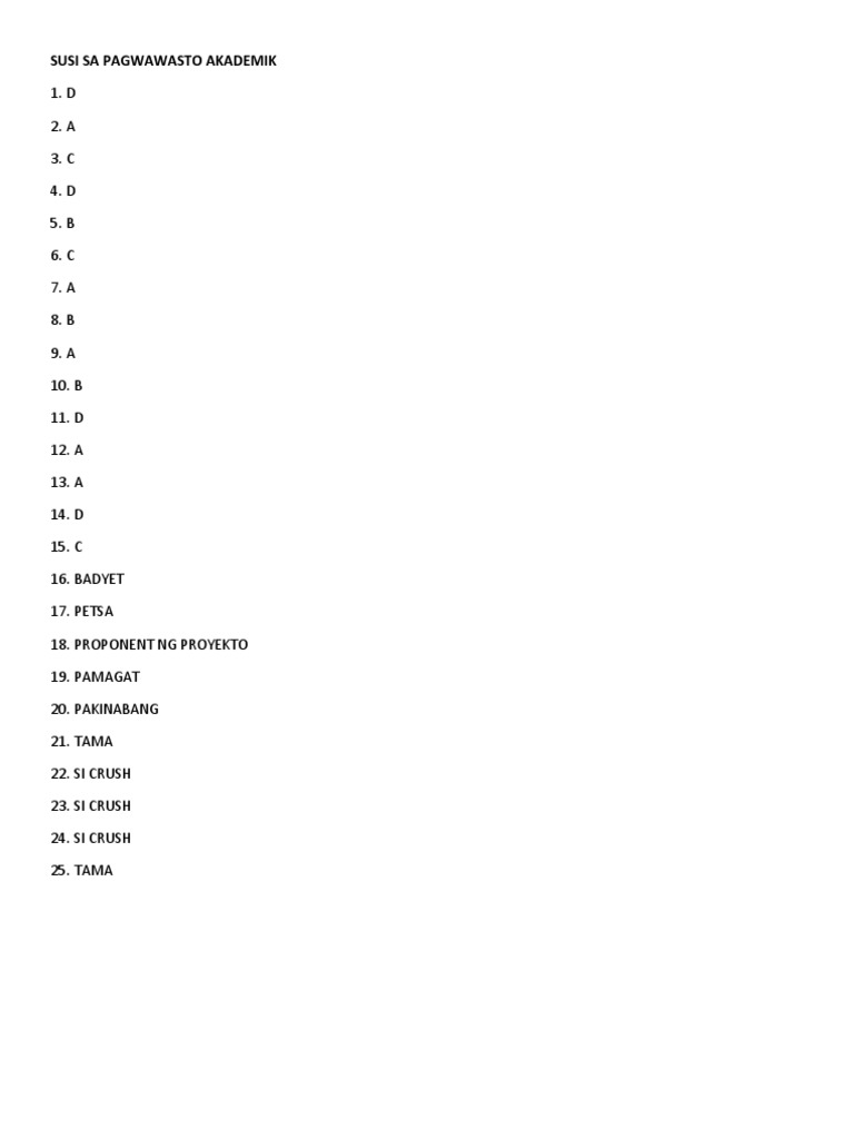 Answer Key Sa LT Piling Larang | PDF