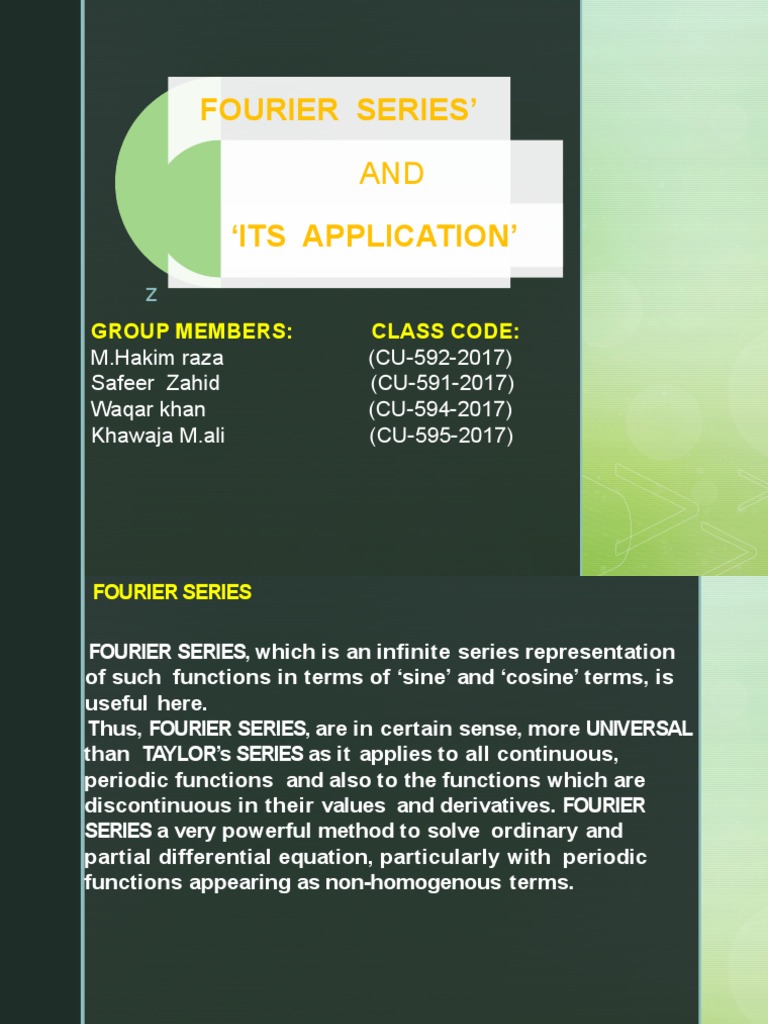 Fourier Series: Applications and Examples | PDF | Fourier Series ...