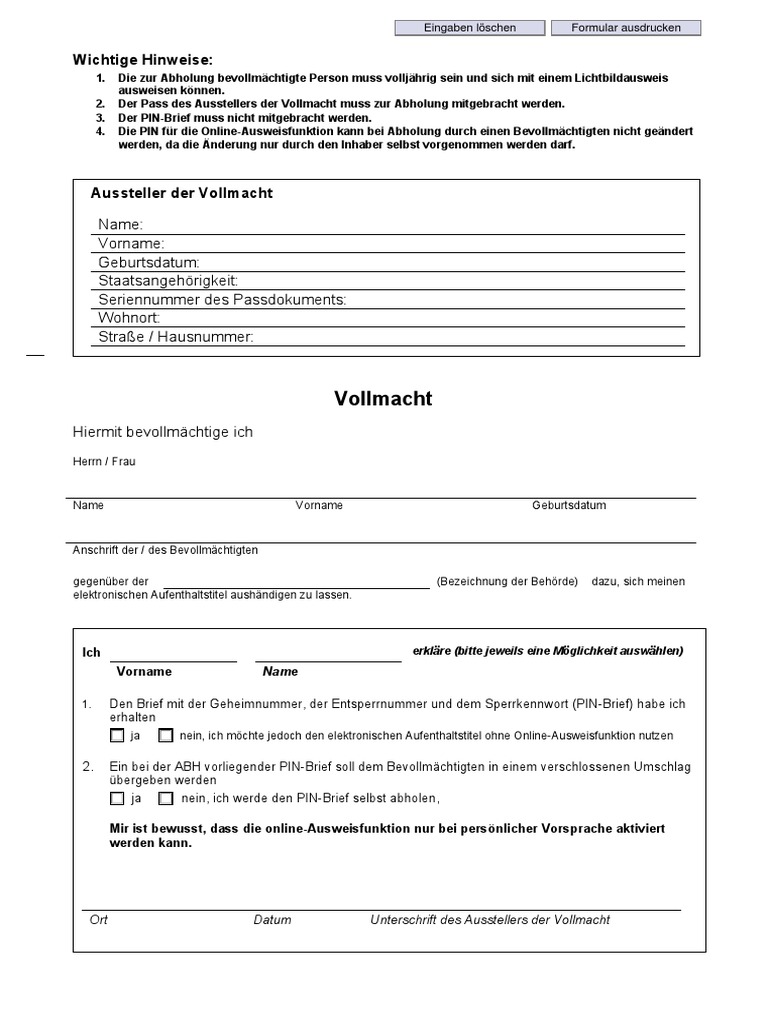 Vollmacht