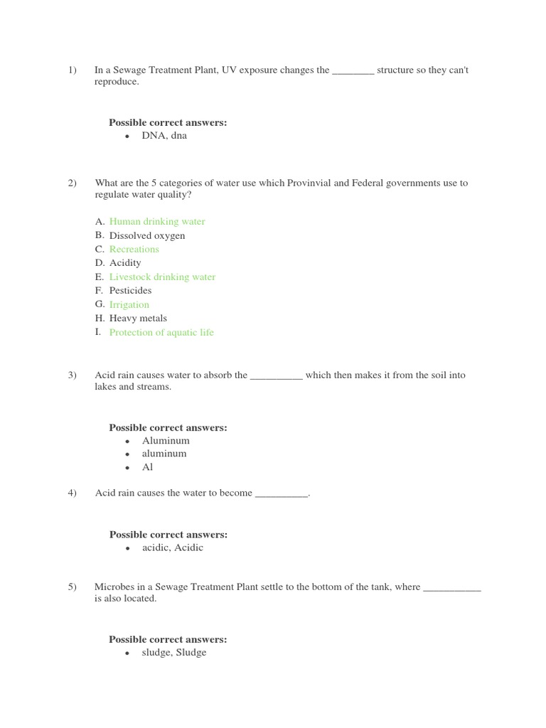 1envi Quiz 2 PDF Sewage Treatment Nutrients