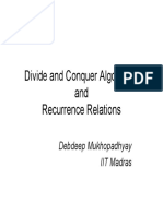 Divide and Conquer Algorithms and Recurrence Relations