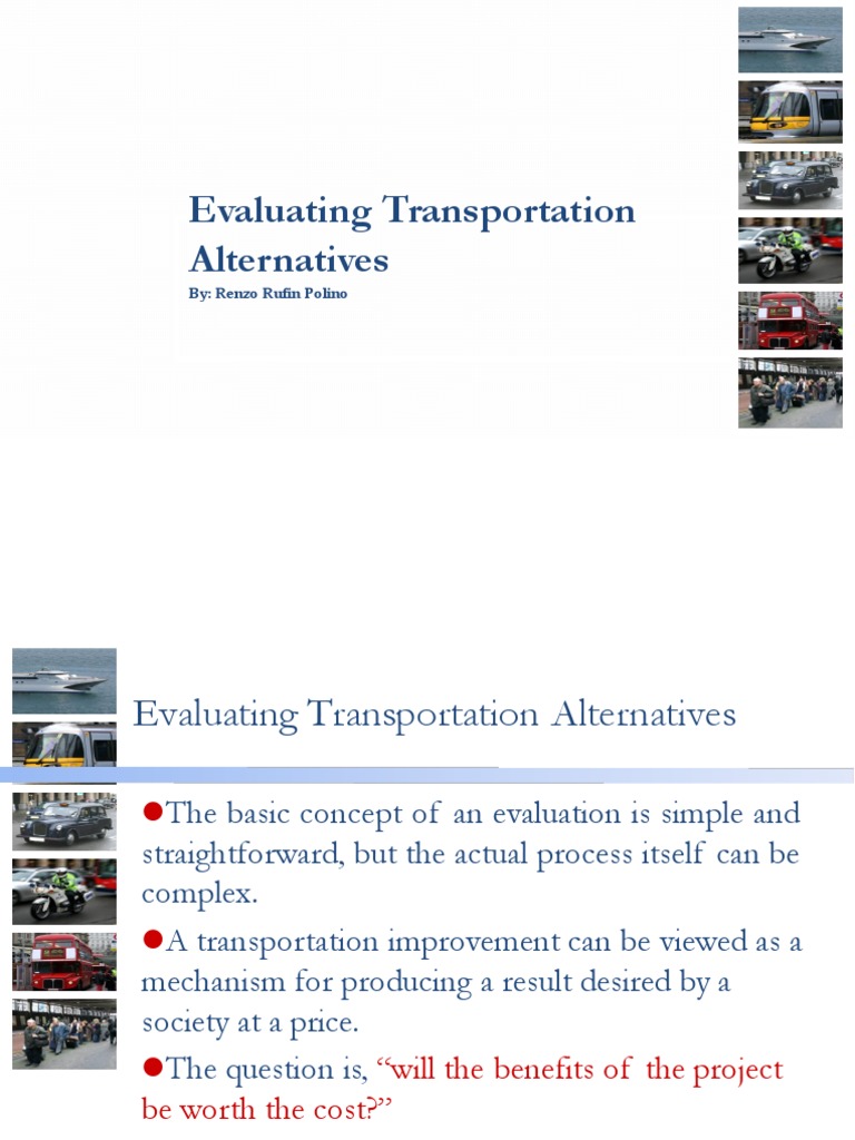Evaluating Transportation Alternatives | PDF | Evaluation | Transport
