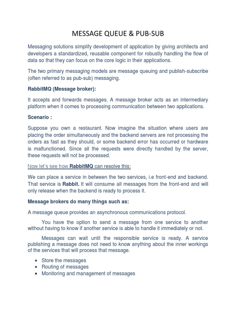 Message Queue & PubSub PDF Computer Networking Information