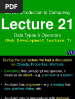 CS101 Introduction To Computing: (Web Development Lecture 7)