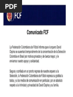El comunicado de la FCF por la salida de David Ospina