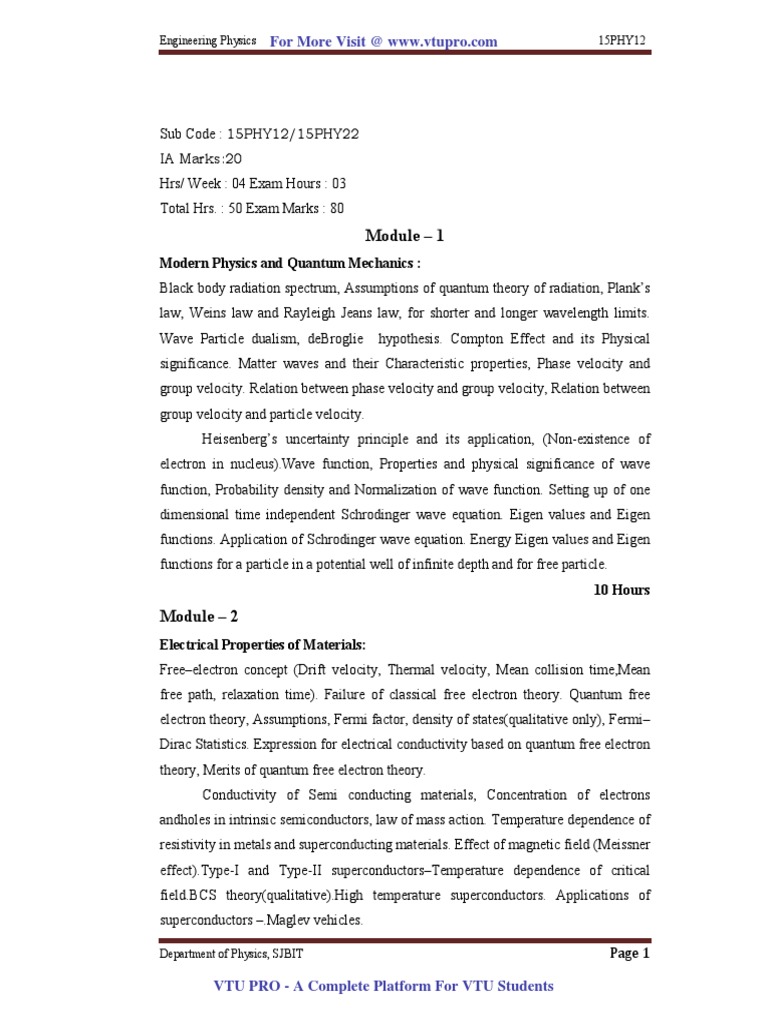 Engineering Physics 15phy12 Notes | PDF | Waves | Wave Function