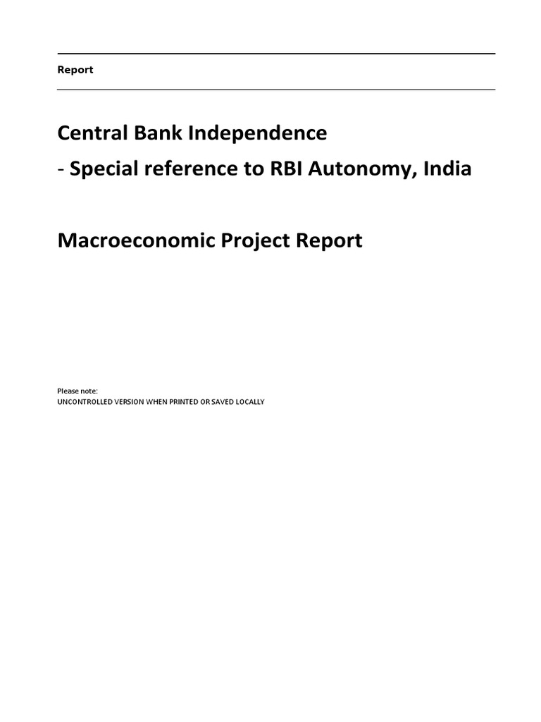 RBI Autonomy and Central Bank Independence | PDF | Reserve Bank Of ...