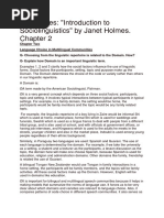 Chapter 2 Summary of An Introduction To Sociolinguistics (Janet Holmes)