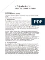 Chapter 3 Summary of An Introduction To Sociolinguistics (Janet Holmes)