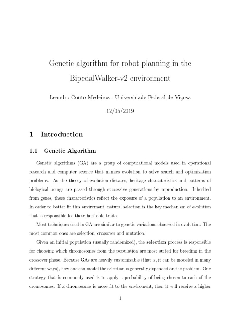 Genetic Algorithm for Bipedal Robot Optimization | PDF | Genetic ...