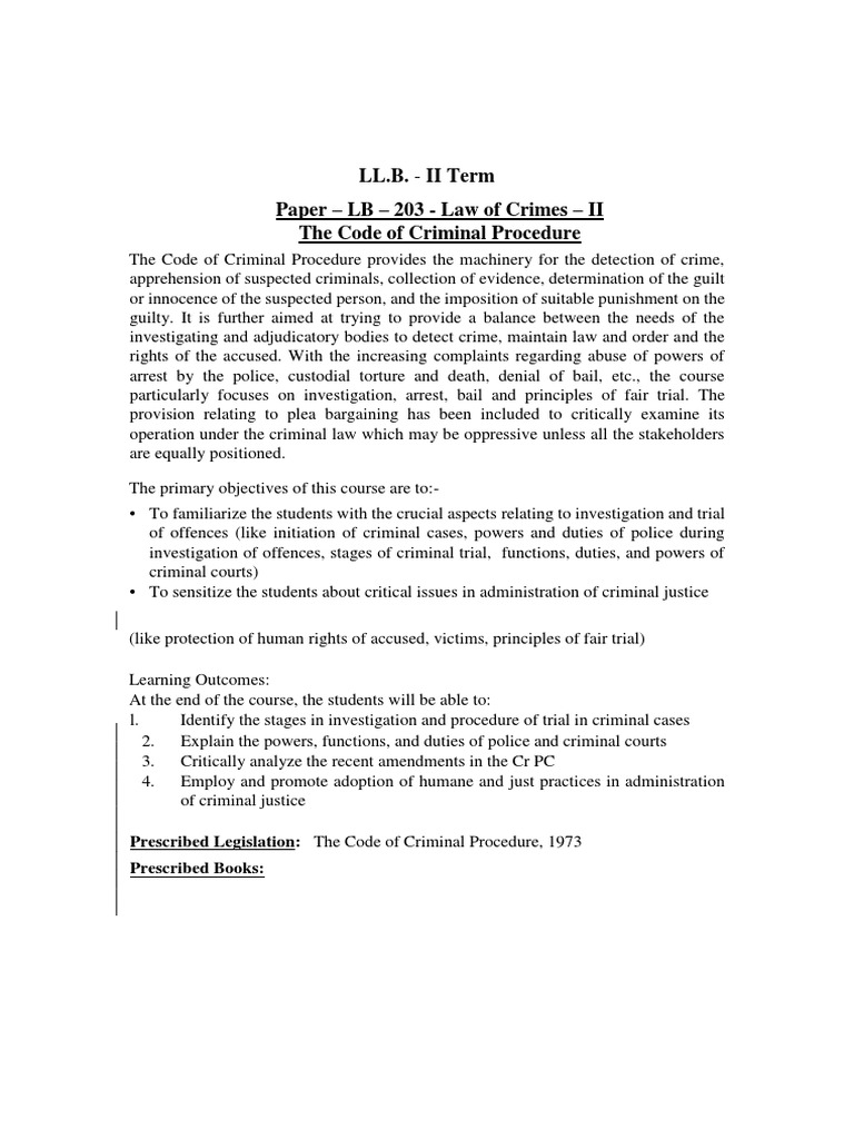 Criminal Procedure Law Overview | PDF | Criminal Procedure In South ...