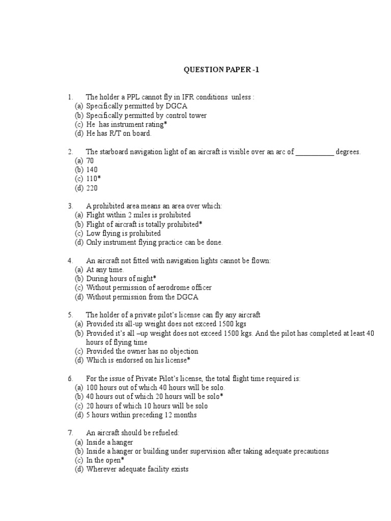 Aviation Exam Questions and Regulations | PDF | Visual Flight Rules ...