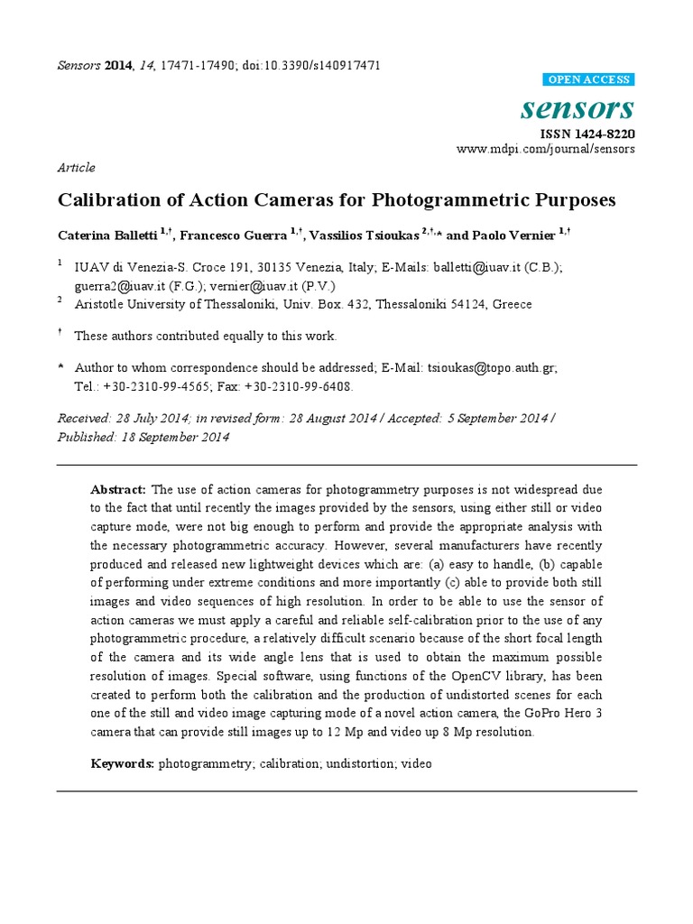 Sensors 14 17471 PDF | PDF | Camera | Pixel