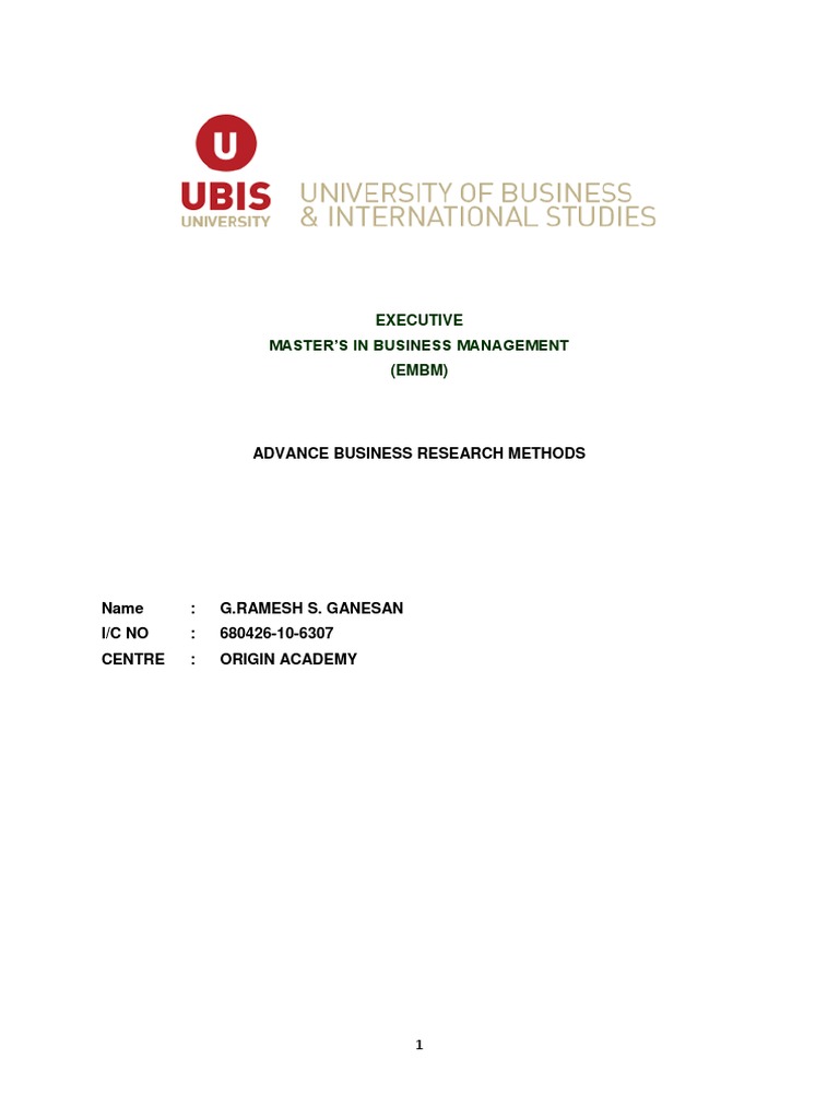 Advance Business Research Methods | PDF | Sampling (Statistics) | Level ...