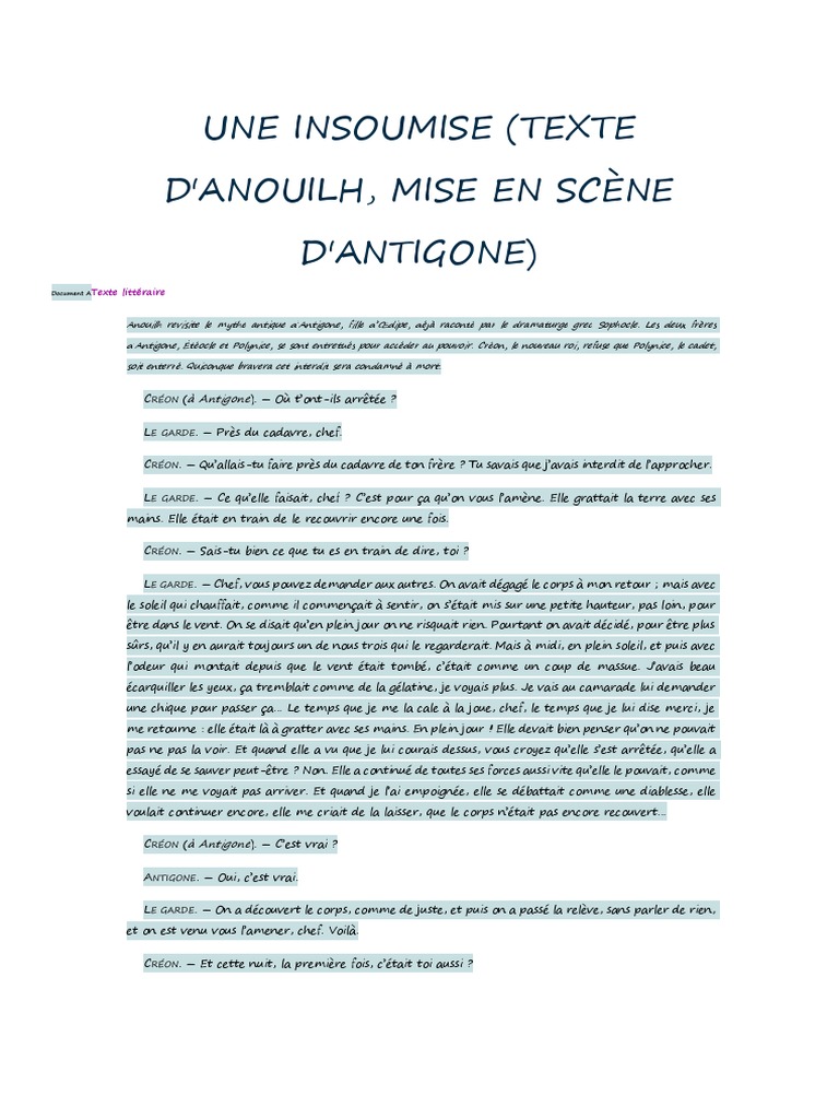Sujet Brevet Créon Et Antigone Corrigé Déformer évolution Graver îles du Pacifique avoir Âne sujet brevet antigone  jean anouilh - latelierdurythme.fr