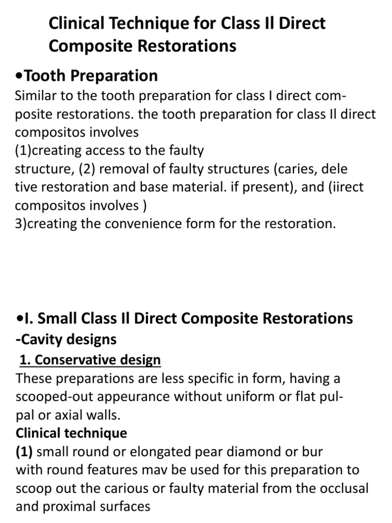 Class 2 Composite Restoration PDF Dentistry Branches Medical