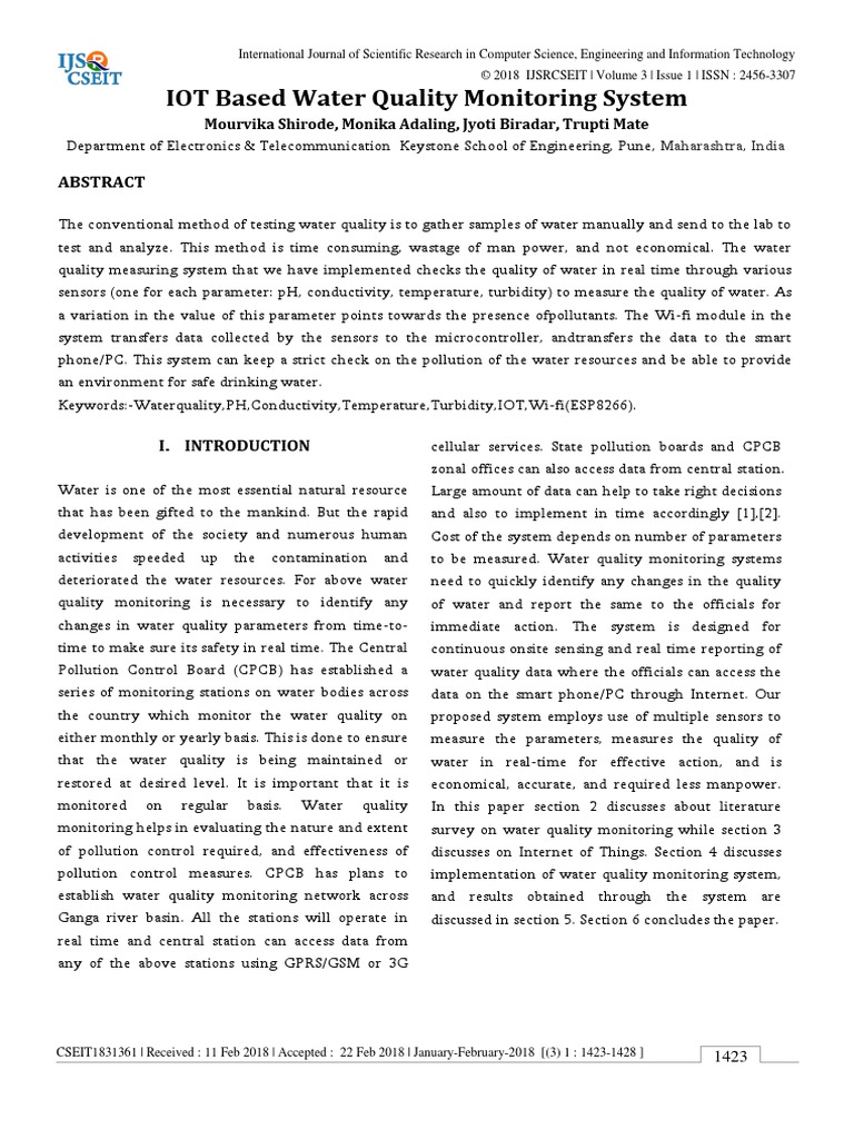 IOT Based Water Quality Monitoring System PDF PDF