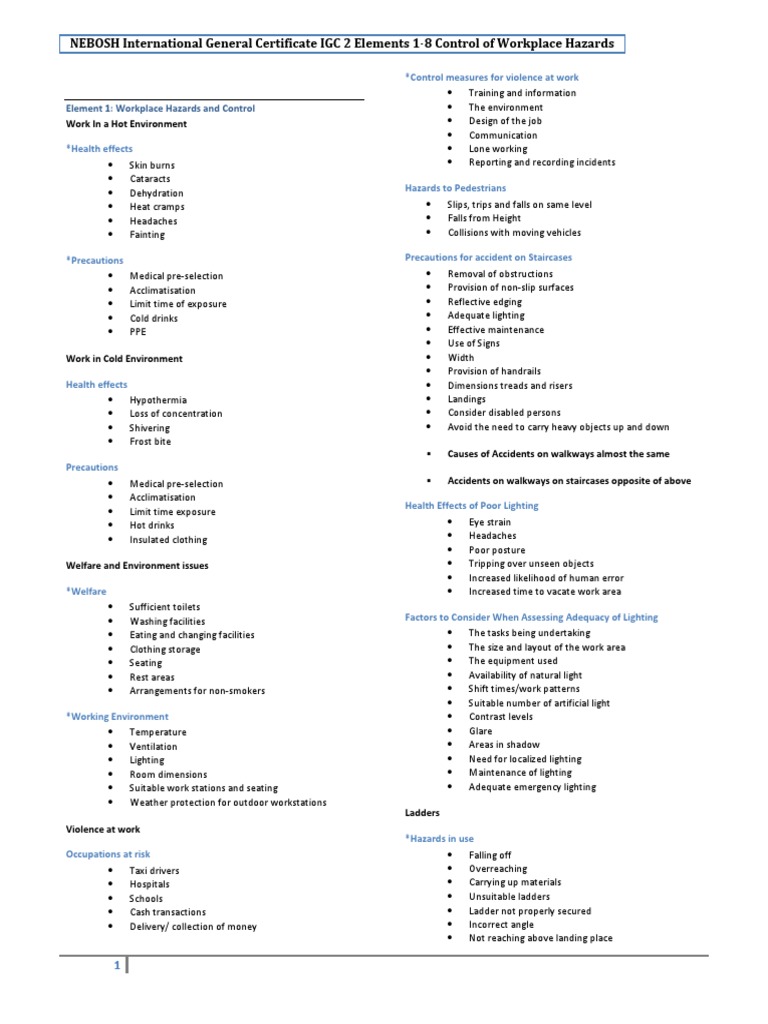 Nebosh Summary IGC2 | PDF | Fires | Combustion