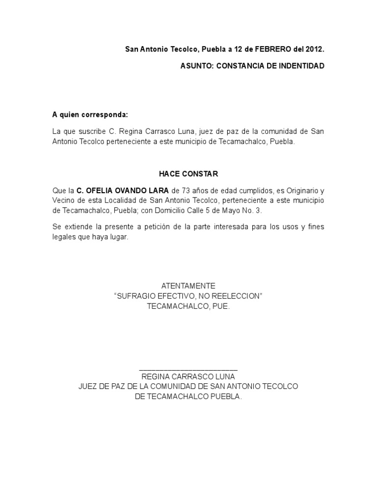 Constancia De Identidad Pdf Poder Judicial Sistema De Justicia 