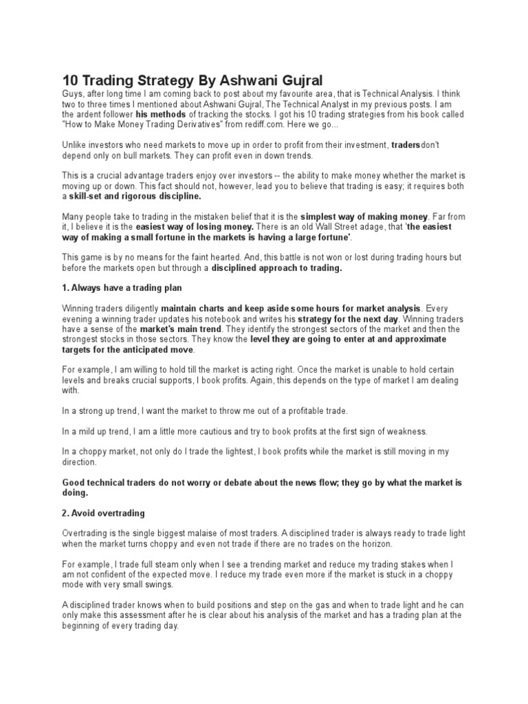 Ashwani Gujral Trading Strategies Pdf Stock Market Futures Contract