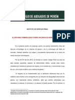 El Discurso Criminológico Sobre Violencia de Género y Femicidio