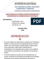 Aceite Esencial de Tomillo Como Antioxidante y Conservador en Amburguesas Funcionales