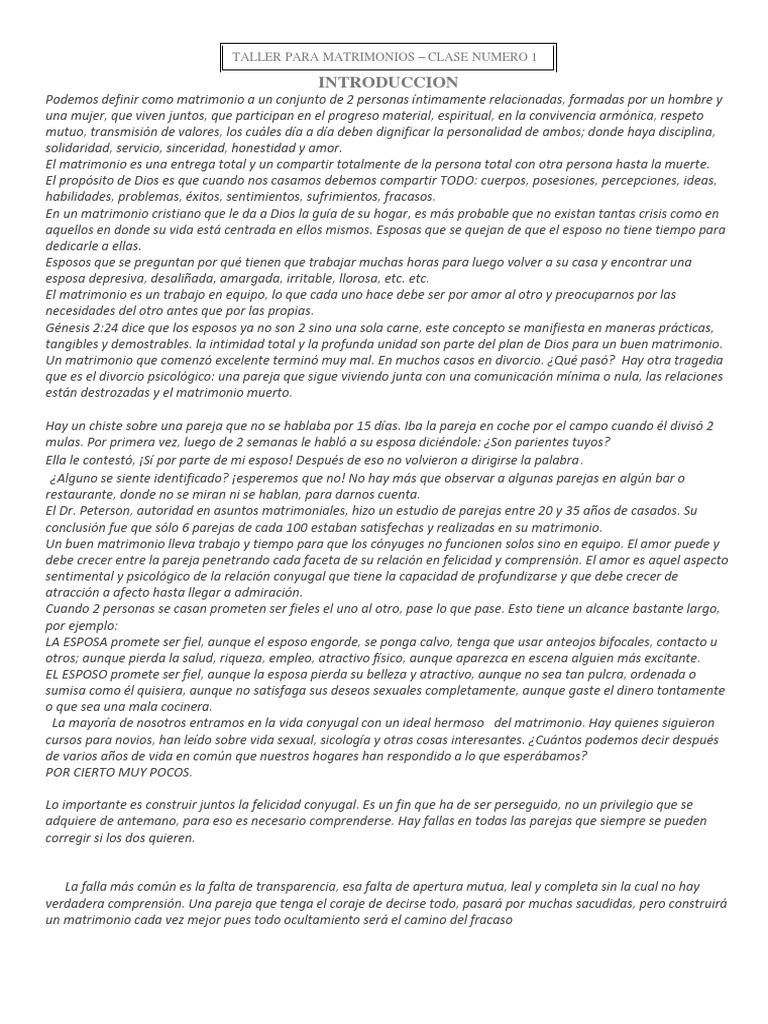Taller Matrimonial: Fundamentos Cristianos | PDF | Matrimonio | Amor, image size:768x1024