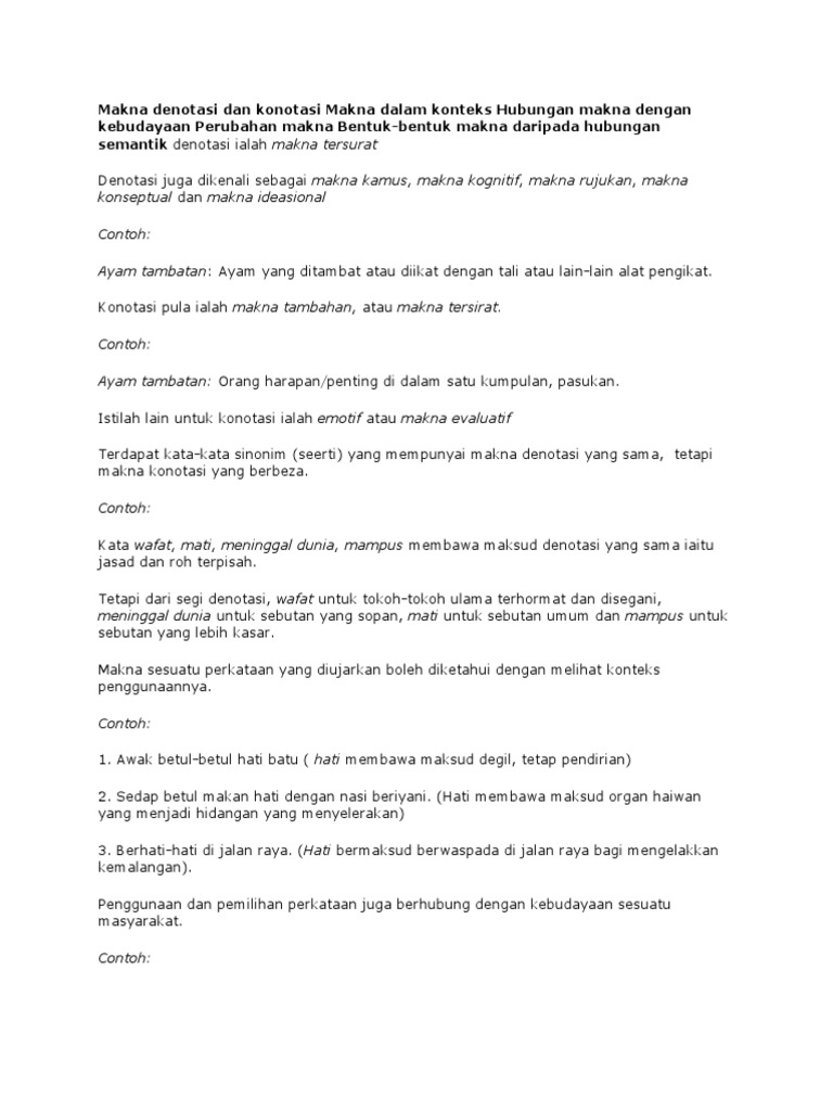 Contoh Kata Denotasi Dan Konotasi - Kumpulan Kata