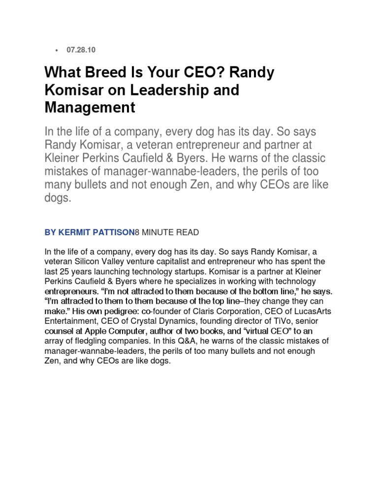 CEO Leadership: Dog Breeds Explained | PDF | Goal | Leadership
