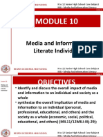 Media and Information Literate Individual: K To 12 Senior High School Core Subject MIL - Media and Information Literacy