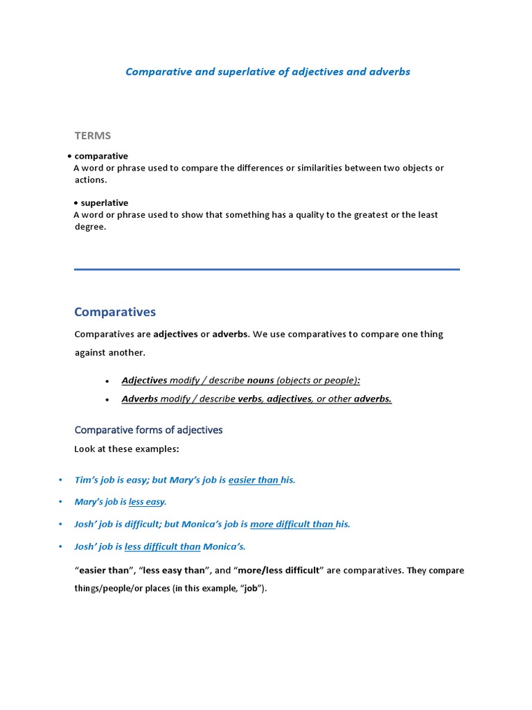 Understanding Comparatives and Superlatives | PDF | Adverb | Adjective