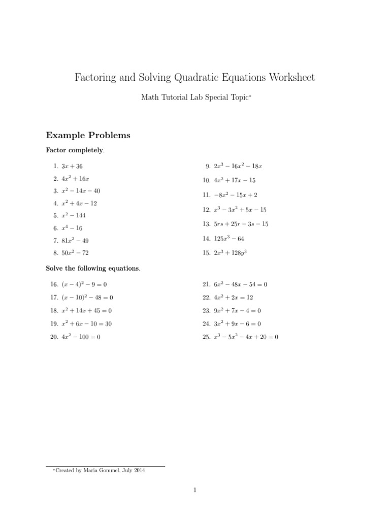 Factoring Worksheet Intended For Factoring Quadratic Expressions Worksheet