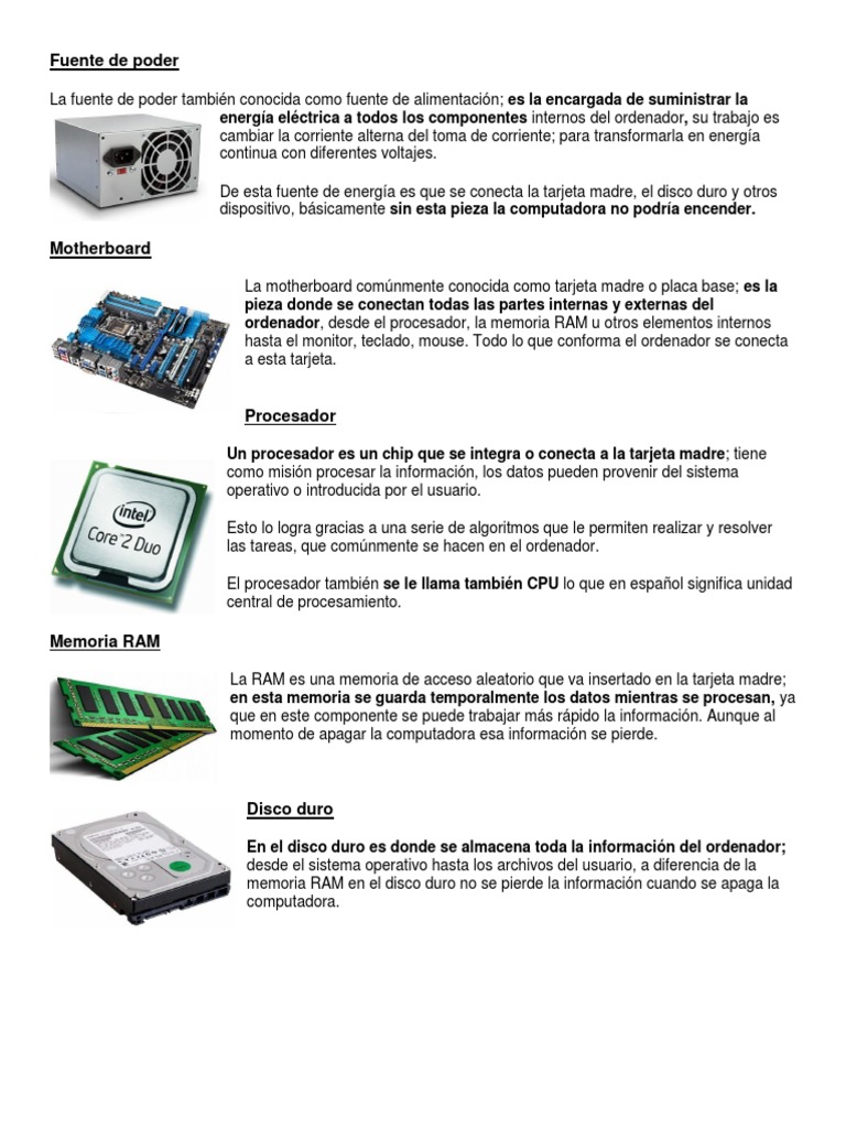 Partes de La PC | PDF | Hardware de la computadora | Unidad Central de ...