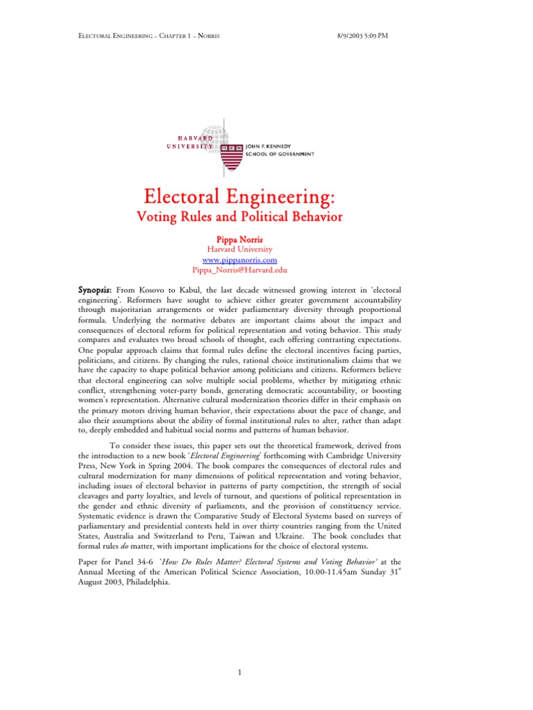 Electoral Engineering and Voting Behavior | PDF | Elections | Electoral ...