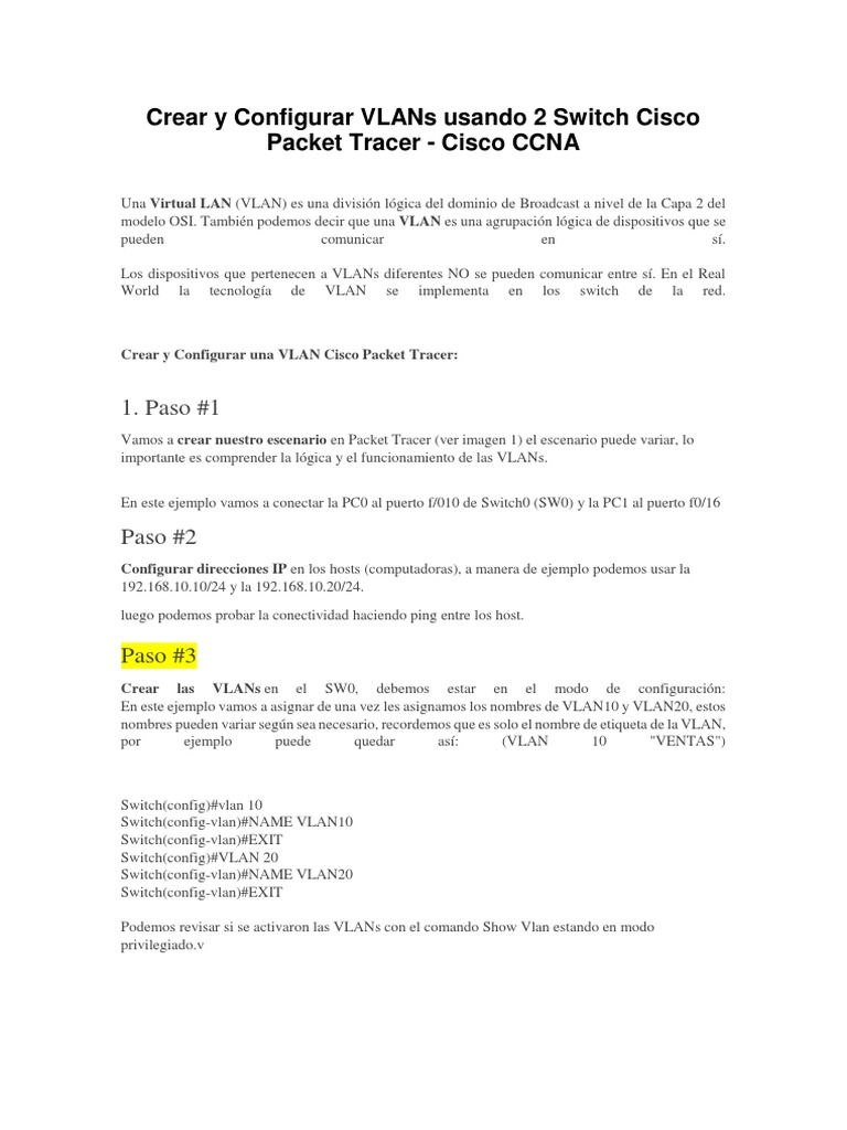 Como Crear y Configurar VLANs Usando 2 Switch MODO TRUNK Cisco Packet