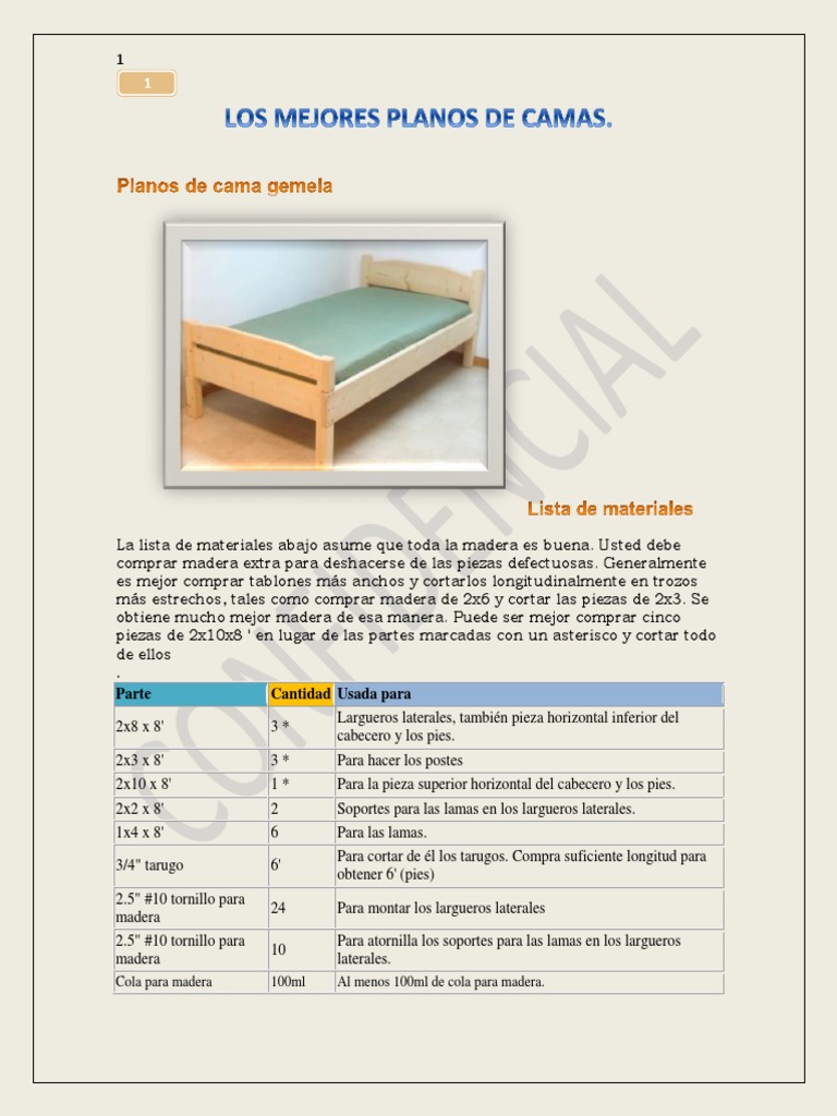 Los Mejores Planos de Camas PDF | PDF | Tornillo | Madera, image size:768x1024