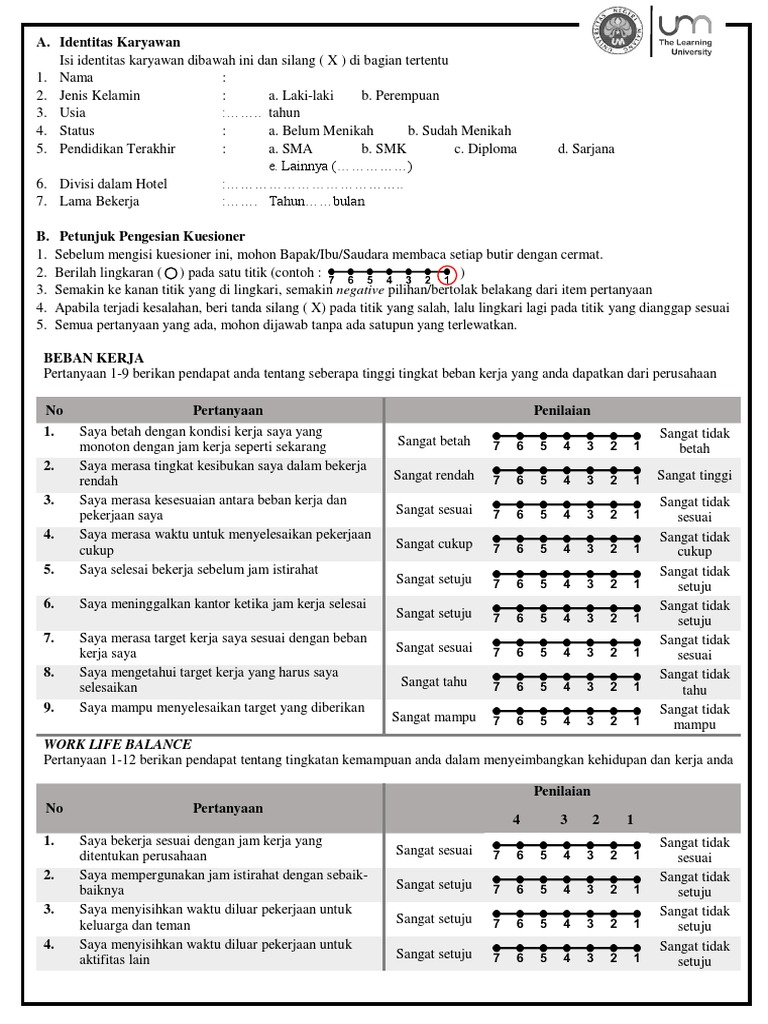 Kuesioner Simantik Differensial Beban Kerja Terhadap Kinerja Melalui ...